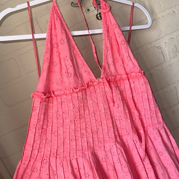 Free People dress NEW Pintuck Paradise Maxi pink burnout eyelet floral - Picture 2 of 5